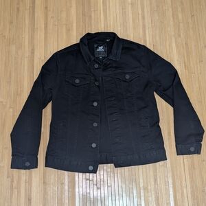 X Ray Black Denim Jacket Sz Med Biker Lightweight